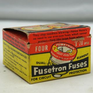 1963 Fusetron Fuses Box of 2 Dual Element 20 Amp Vintage Advertising Box SS03 3