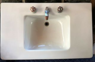 Mid - Century Modern Large 22 " X 36 " Wall Mount White Porcelain Bathroom Sink