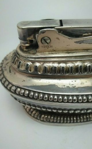 Vintage Antique Silver Plate Ronson Queen Anne Made in England Table TOP Lighter 3