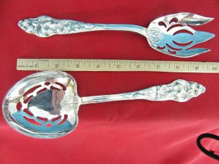 346.  Vintage Silver Plated Salad Serving Spoon And Fork Ornate Design Psg