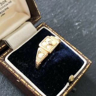 Antique Victorian 18 Karat Gold Diamond & Pearl Ring