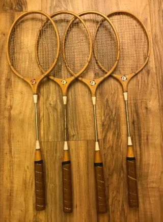 Vintage Set Of 4 F Badminton Racquets