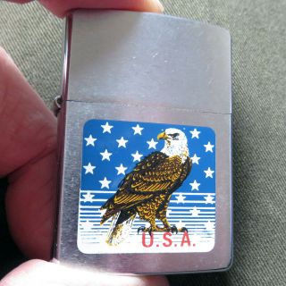 American Bald Eagle Logo Brushed Chrome Zippo Lighter L Vii