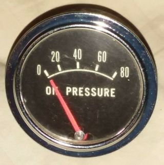 Vintage Oil Pressure Gauge 0 - 80 Psi 2 " Diameter Hot Rod Rat Rod Made In The Usa