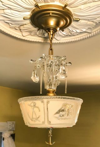 Antique Vintage Nautical Chandelier - All American Maritime - Seafaring - Sailing