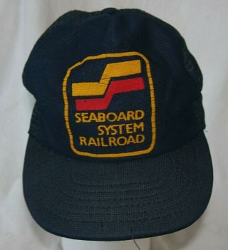 Vintage Seaboard System Railroad Mesh Trucker Train Snapback Hat Cap 1970s