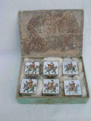 Rare Set of Six Antique Chinese Famille Rose Hand Painted Porcelain Boxes. 2