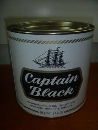 Vintage Captain Black Tobacco Tin 14 Oz.  Empty,