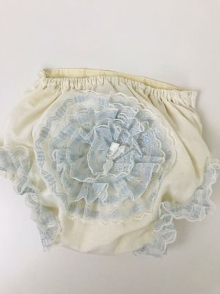 Vintage Alexis Lace Ruffles Blue White Frilly Baby Diaper Cover Plastic Bloomers