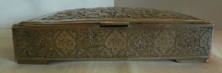 VINTAGE PERSIAN SILVER HAND CHASED CIGAR BOX W/ BIRDS OF PARADISE - 615 grams 3