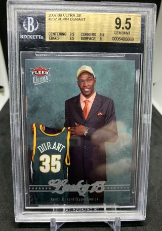 2007 - 08 Ultra Se Kevin Durant Seattle Supersonics Lucky 13 Rc 232 Beckett 9.  5