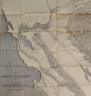 RARE 1849 Antique Gold Rush Mining Map Southern California,  General Rileys Route 3