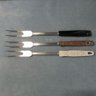 Three Vintage Ekco 11.  5 " Serving/cooking Forks,  All Made In Usa