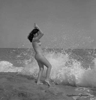 Bunny Yeager Camera Negative Photograph Oceanside Surf Nude Frolic Linda Vargas