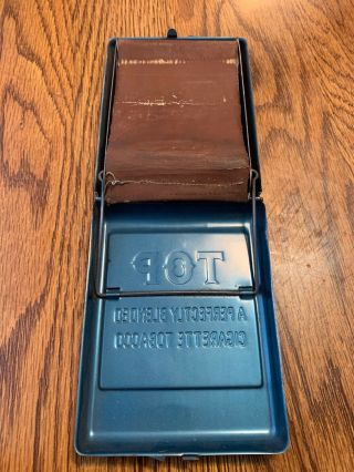 Vintage TOP Cigarette Roller Maker Case Blue Tobacco Tin 3
