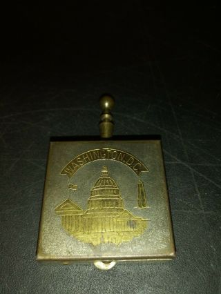 Vintage Gold Washington Dc Portable Hand Held Pocket Ashtray