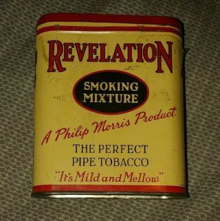 Vintage - Antique Revelation Philip Morris Smoking Mixture Pipe Tobacco Tin
