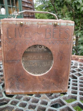 Folk Art Antique Vintage Queen Honey Bee Box Drawings Pyrography