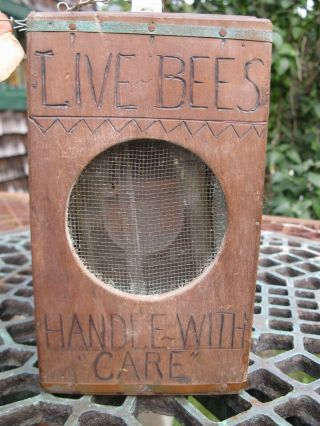 Folk art antique vintage queen honey bee box drawings pyrography 3