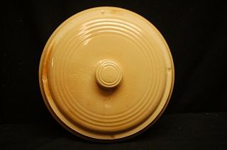 Old Vintage Antique Stoneware Crock Lid Pottery Kitchen Tool Decor Light Yellow