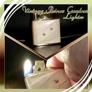 Vintage Prince Gardner Pat.  22139 Cream Leather Lighter -