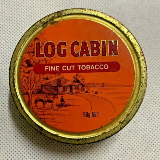 Empty Log Cabin Vintage Tobacco Tin Stash 420 50g Round Smoking Metal With Seal