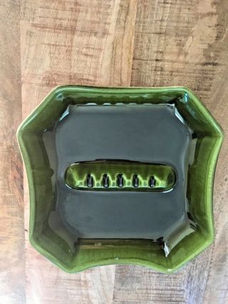 Vintage Mid Century Modern Treasure Craft 7004 Usa Green Glazed Ceramic Ashtray