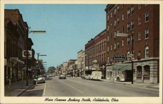 Ashtabula,  Oh Main Avenue Looking North,  Downtown Ohio Chrome Postcard Vintage