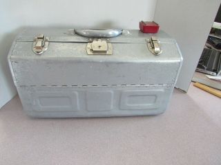 Vintage Aluminum Fishing Tackle Box /floating Knife,  Cork Lined