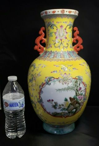Antique Chinese Porcelain Vase Famille Rose 15 " Signed