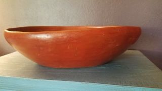 Antique Native American Indian Oval Pottery Bowl Santa Clara Pueblo