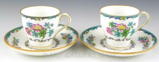Vintage Minton England B937 Floral Demitasse Cups And Saucers Set Of 2