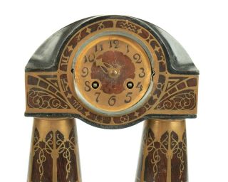 Antique 1900s Erhard & Sohne German Art Nouveau Zodiac Intarsia clock. 2
