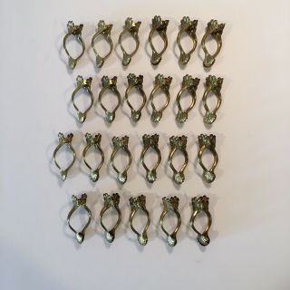 23 Matching Vintage Brass Cafe Curtain Clips Germany Approx 1.  75” Long 7/8” Wide