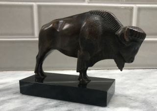 Fine Rare Max Le Verrier Art - Deco Bronze Buffalo Signed