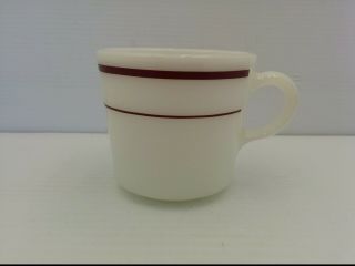 Vtg Pyrex Tableware By Corning 718 Maroon Striped Coffee Mug/cup,  2 - 3/4 " Tall