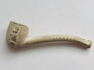 Rare Old Antique Small 3 1/2 Inches German Clay Tobacco Pipe With Rabbit On Bowl
