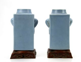 Two Antique Chinese Blue - Glazed Cong Formed Vases