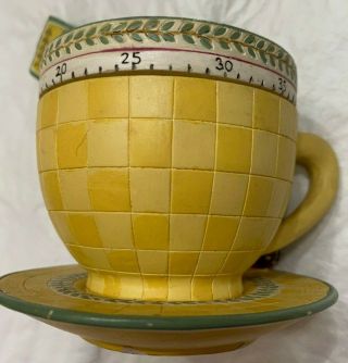 Vintage Boston Warehouse Kitchen Timer Teacup W/ Strawberry Teabag