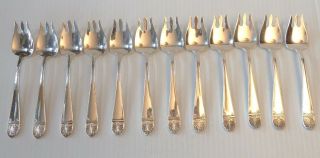 Set Of 12 Gorham Sterling Silver Ice Cream Forks W/ Stylized Shell On Handle End