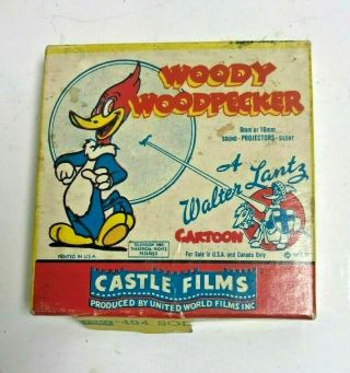 Vintage 8mm Castle Films Cartoon Movie Woody Woodpecker.  Usa Print (a033)