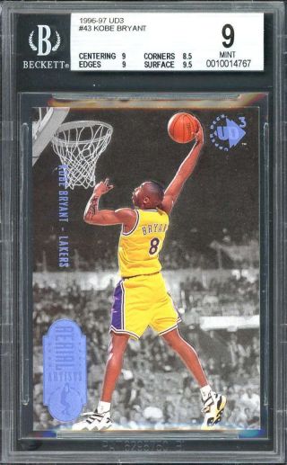 Kobe Bryant Rookie Card 1996 - 97 Ud3 Foil 43 Lakers Bgs 9 (9 8.  5 9 9.  5)