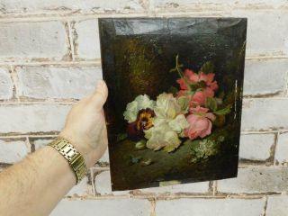 Really Old Painting Antique Oil Roses Signed George Goodman