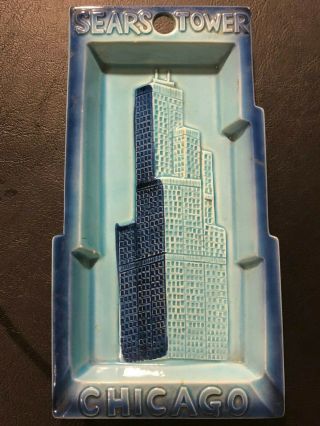 Vintage Chicago Sears Tower " Worlds Tallest Building " Ceramic Ash Tray