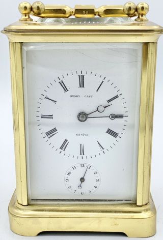 Stunning Antique 1800s Henry Capt Geneve Carriage Clock Key Wind