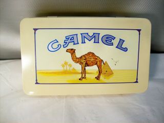 Vintage 1990s Camel Cigarette Tin Storage Box Hinged Lid 7.  25 X 4.  5 X 2