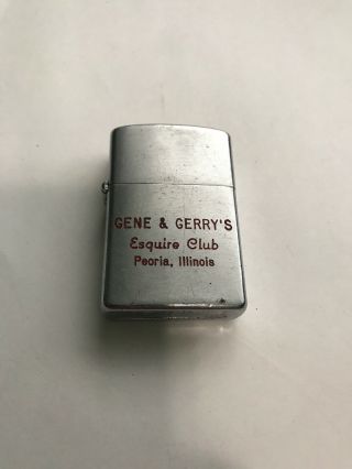 Vintage Gene & Gerry’s Esquire Club Peoria Il Metal Lighter Risque Not Zippo