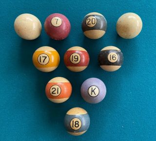 Unmatched Set Of 2 1/4” Antique Billiard Balls