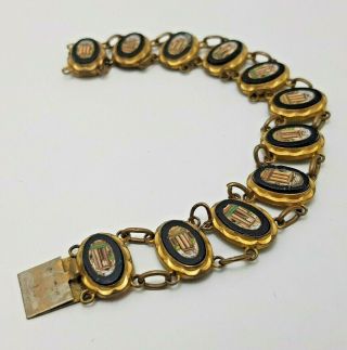 Antique Victorian Grand Tour Micro Mosaic Panel Bracelet