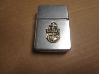 Us Navy Vintage Cigarette Lighter Old Military Battleship Anchor U.  S.  Smoke Usn